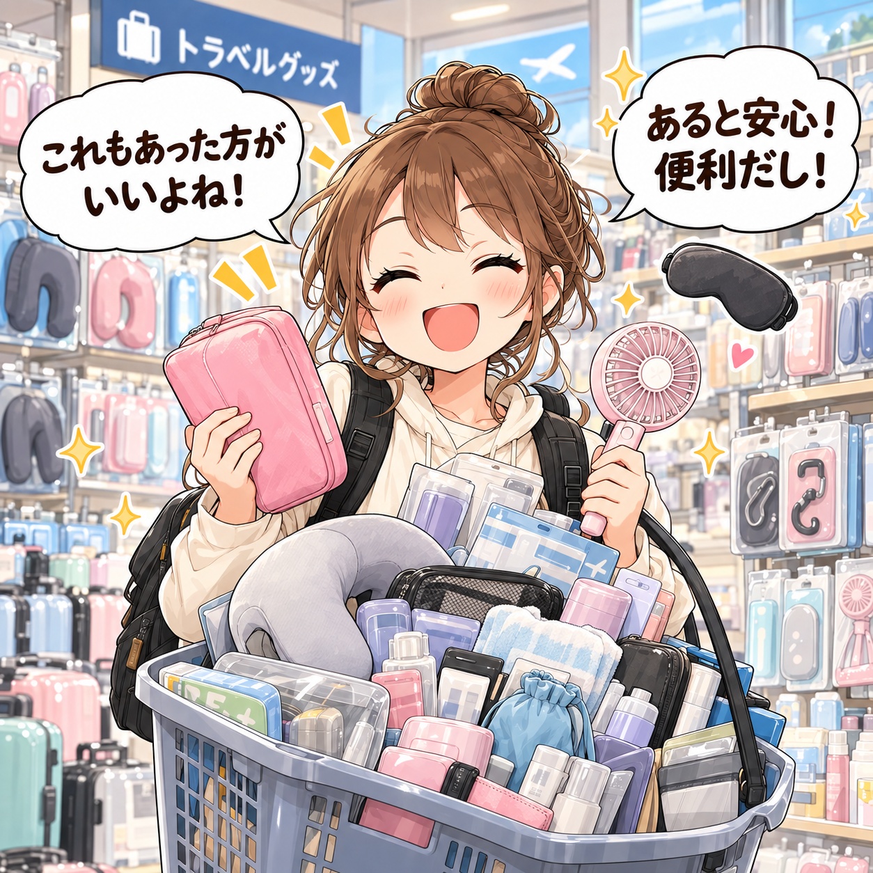 旅乃ちゃんの旅行あるある第17話「便利グッズ、持ちすぎ問題」の2コマ目