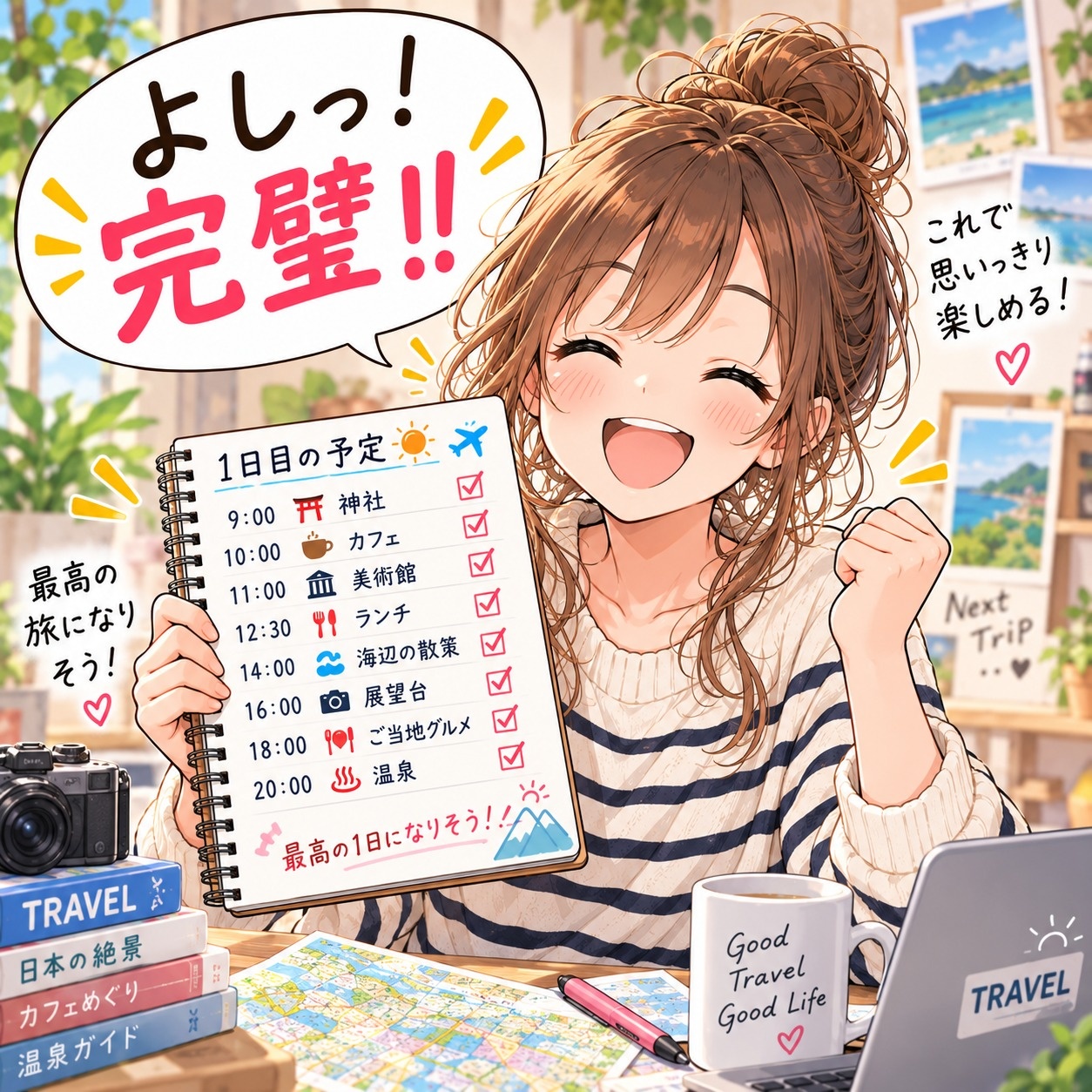 旅乃ちゃんの旅行あるある第7話「予定を詰めたら完璧?」の3コマ目