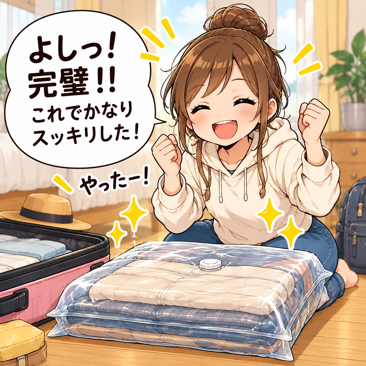 旅乃ちゃんの旅行あるある第14話「圧縮したら増えた」の3コマ目