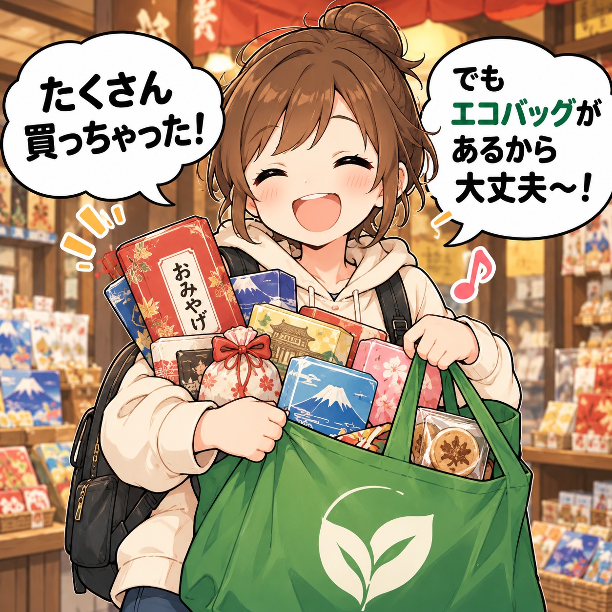 旅乃ちゃんの旅行あるある第13話「エコバッグは持った！」の3コマ目