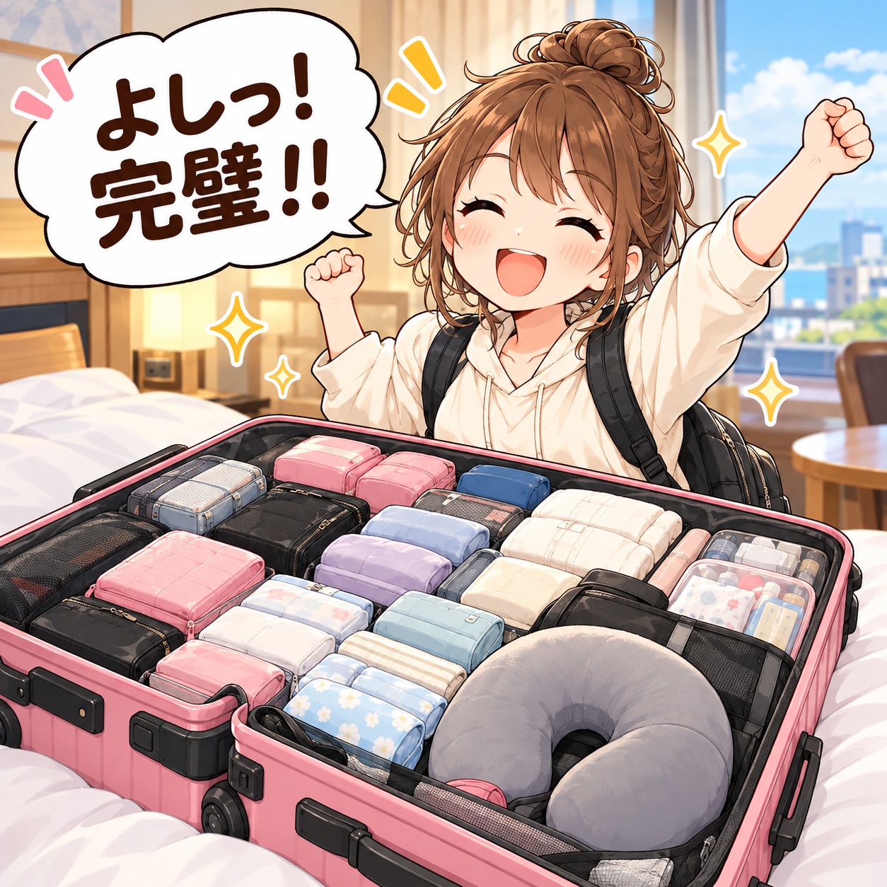 旅乃ちゃんの旅行あるある第17話「便利グッズ、持ちすぎ問題」の3コマ目