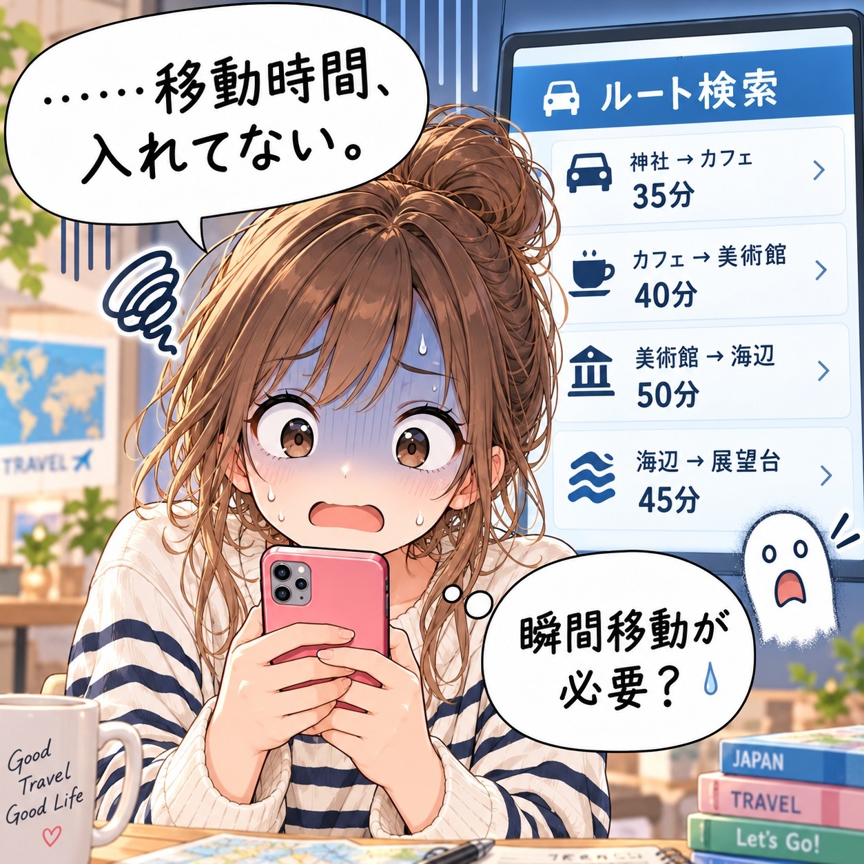 旅乃ちゃんの旅行あるある第7話「予定を詰めたら完璧?」の4コマ目