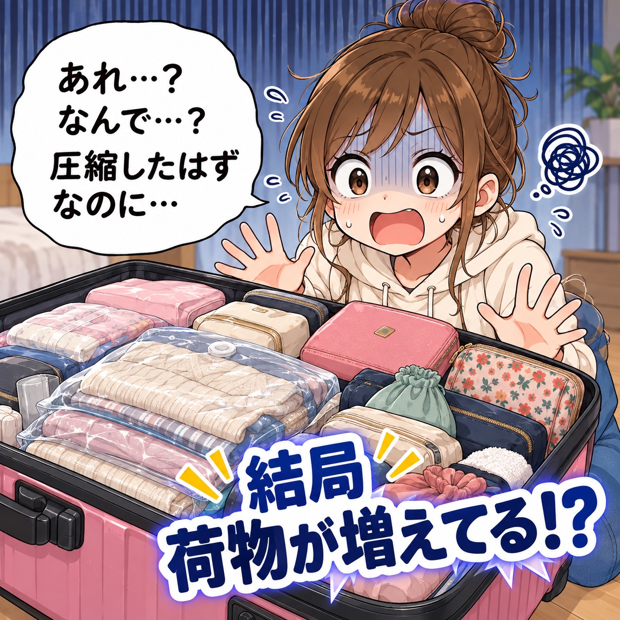 旅乃ちゃんの旅行あるある第14話「圧縮したら増えた」の4コマ目