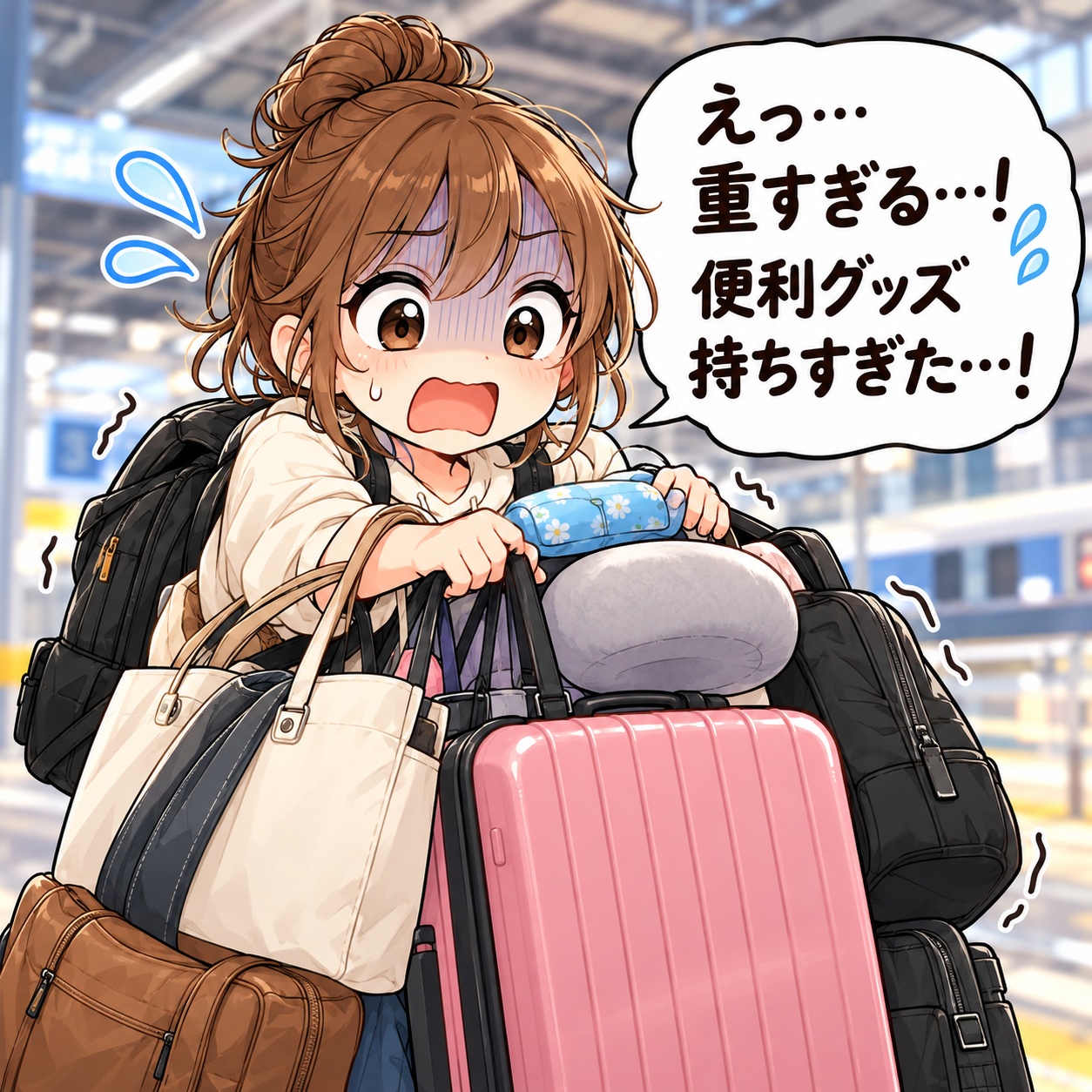 旅乃ちゃんの旅行あるある第17話「便利グッズ、持ちすぎ問題」の4コマ目