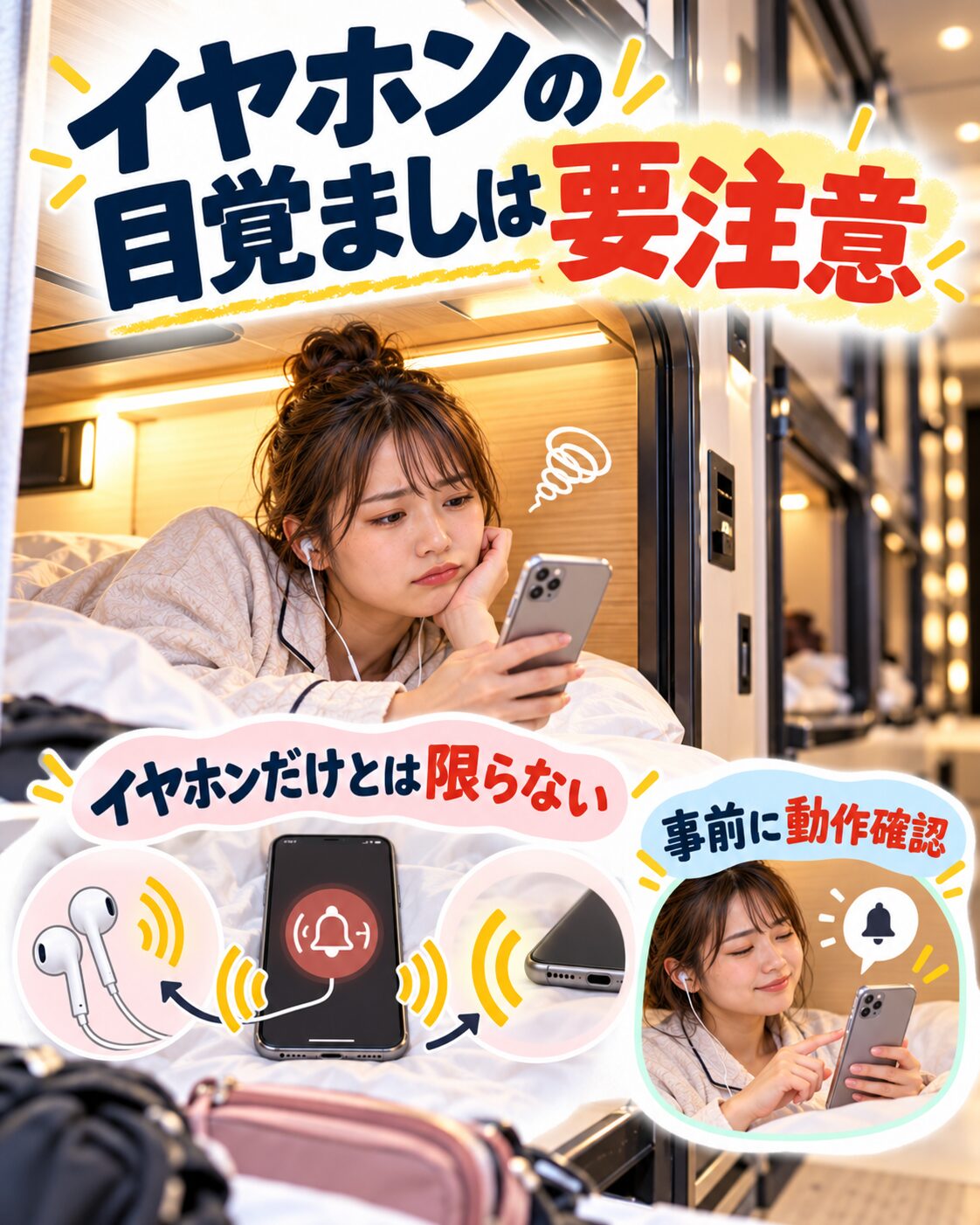 イヤホンの目覚ましは要注意