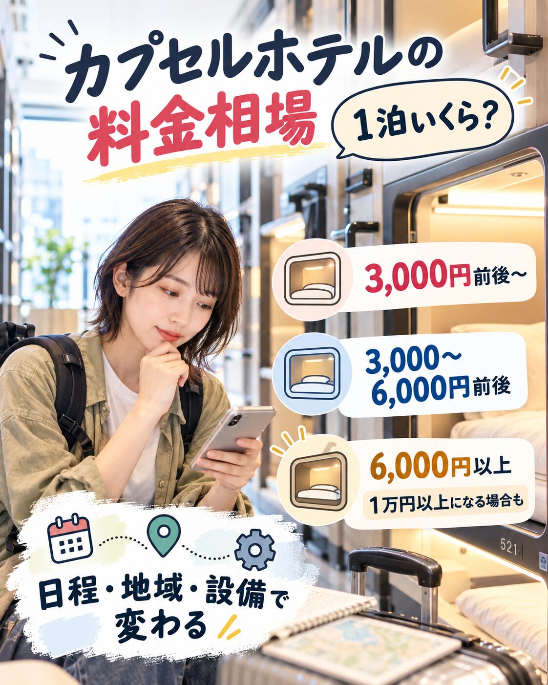 カプセルホテルの値段・料金相場はいくら？