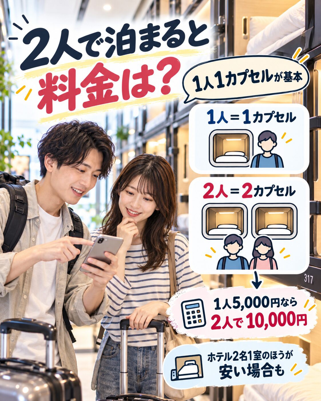 2人で泊まると料金はどうなる？