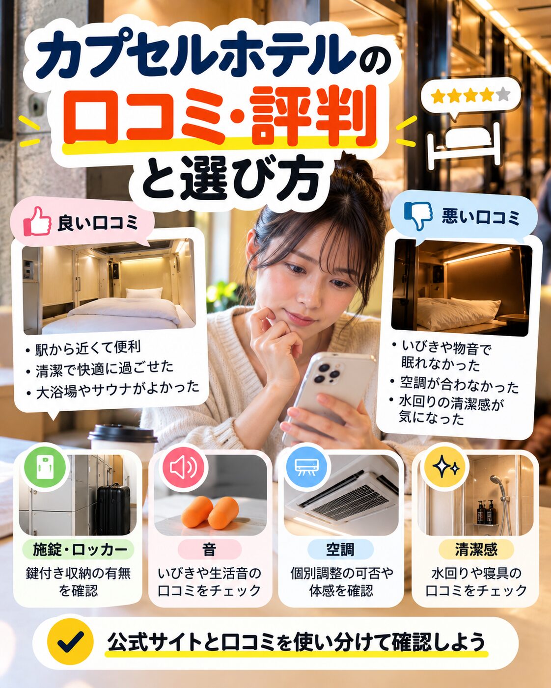 カプセルホテルの口コミ・評判と選び方