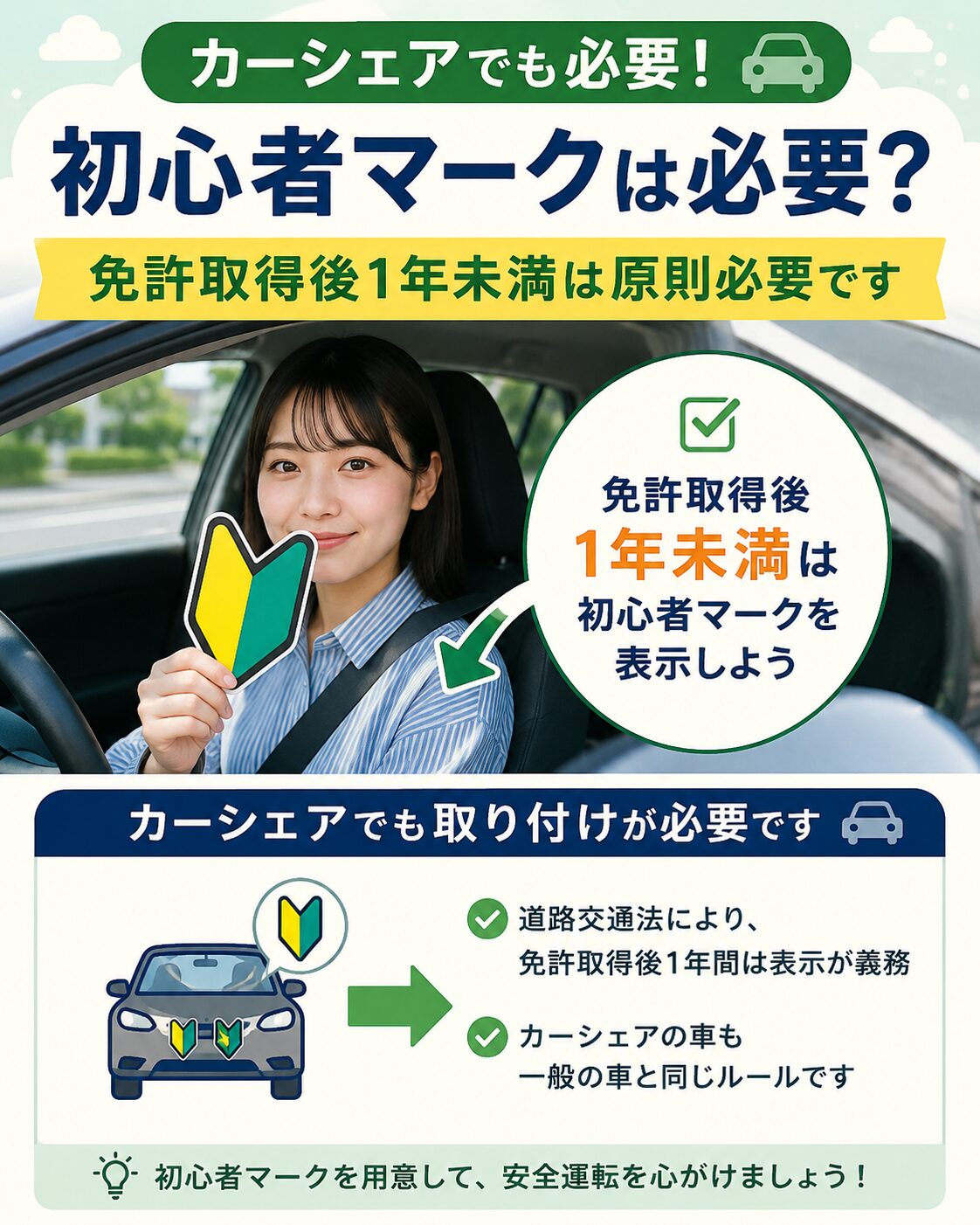 初心者マークはカーシェアでも必要？