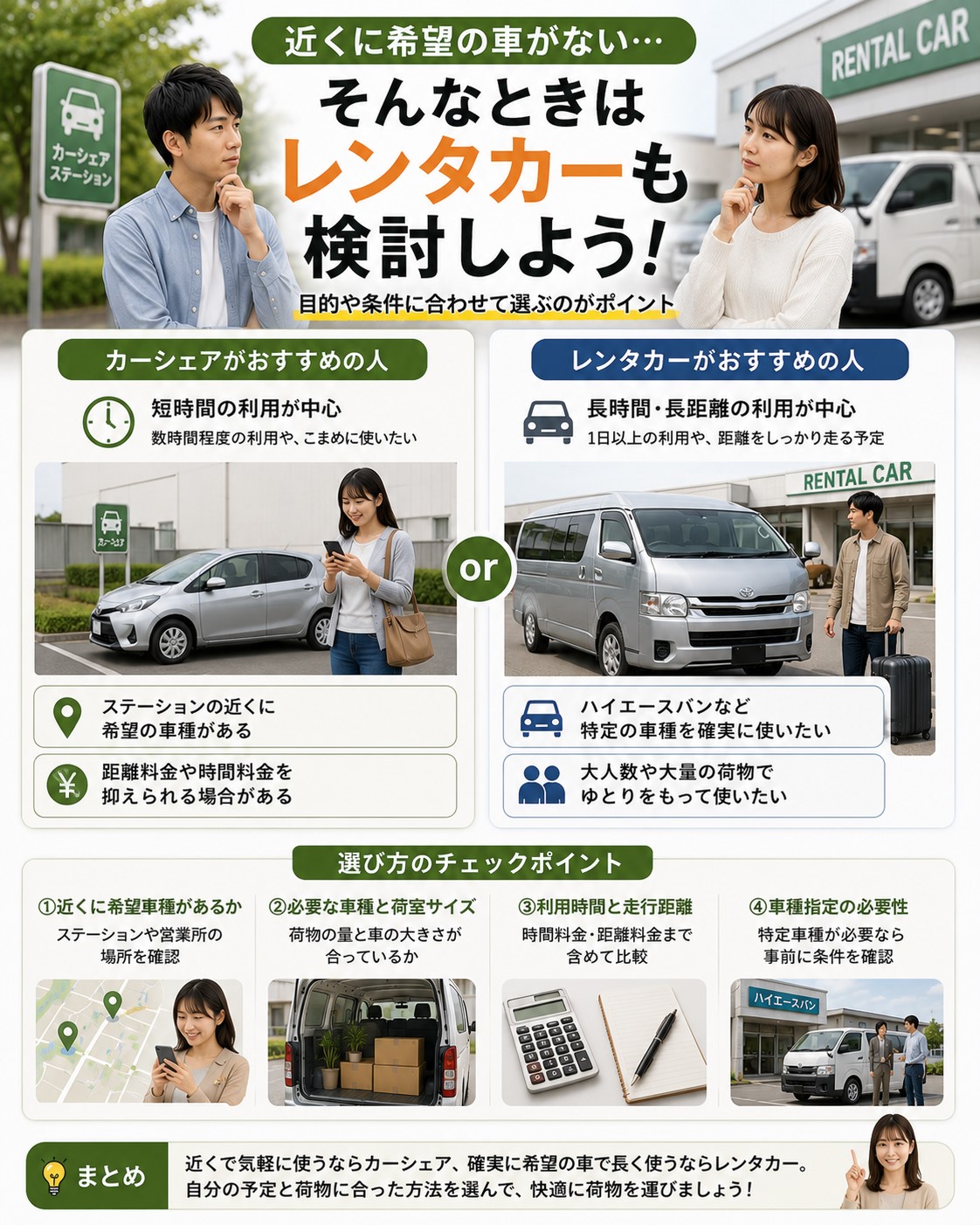 希望車種がなければレンタカーも検討