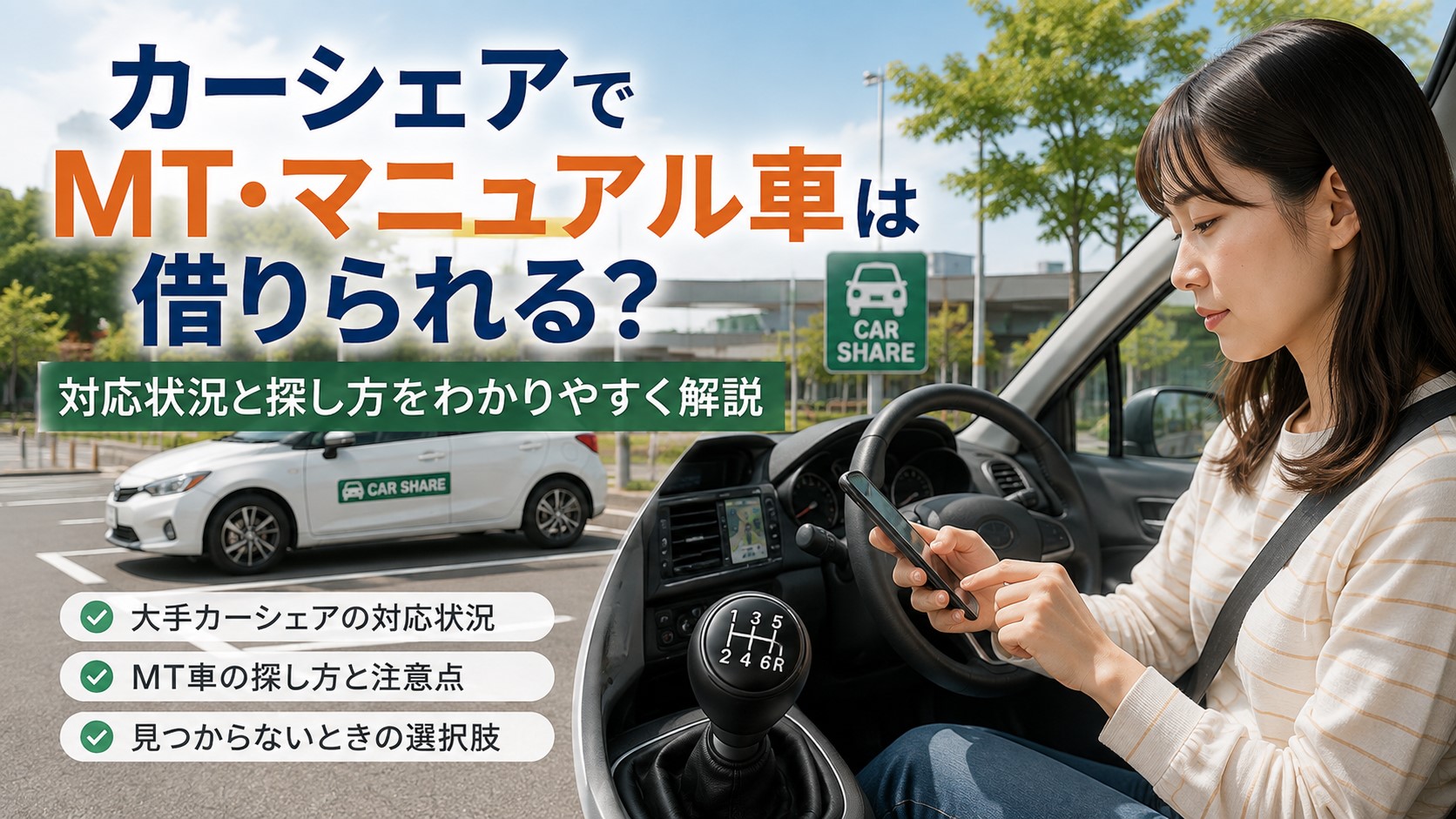 カーシェアでMT・マニュアル車は借りられる？対応状況と探し方