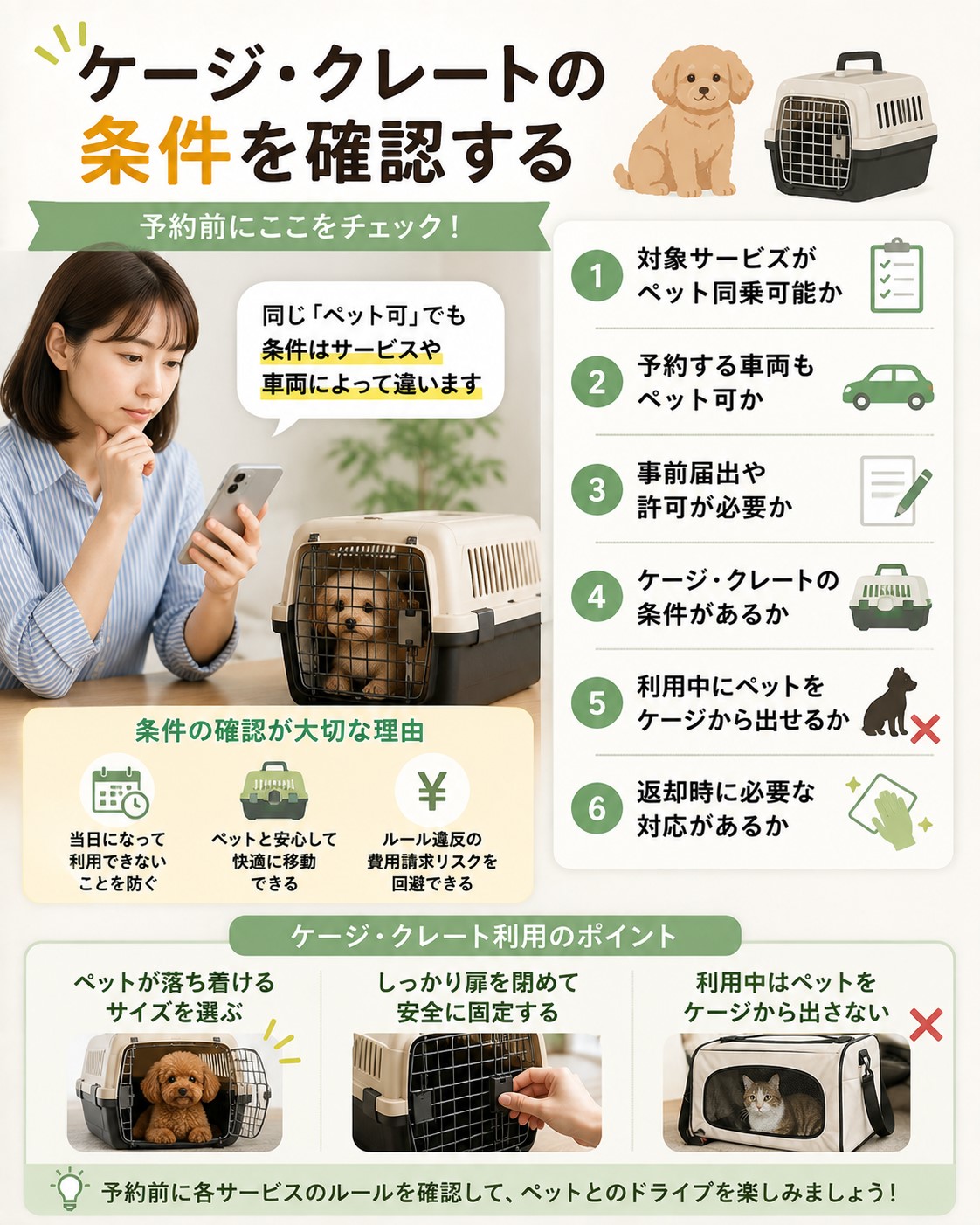 ケージ・クレートの条件を確認する