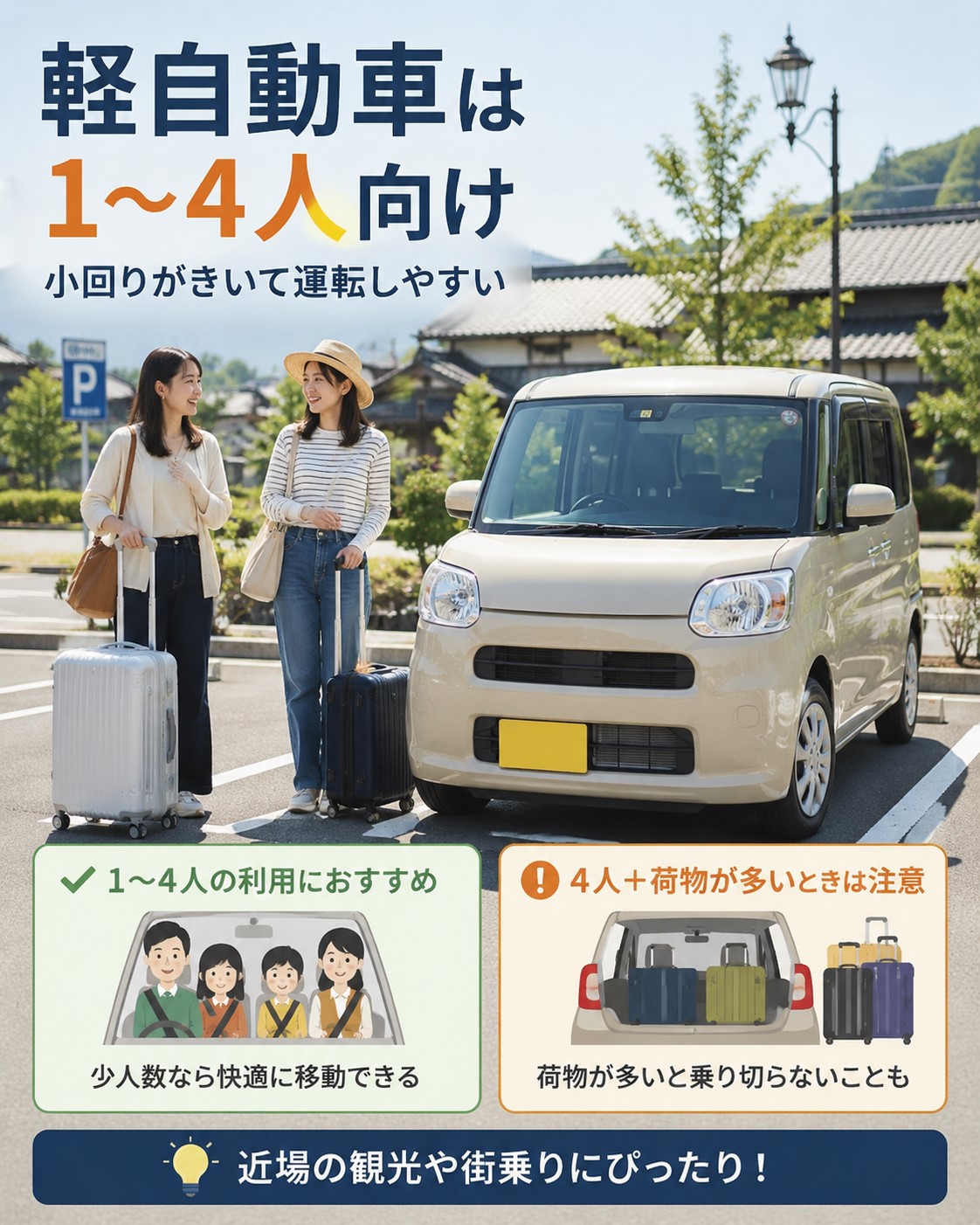 軽自動車は1〜4人向け