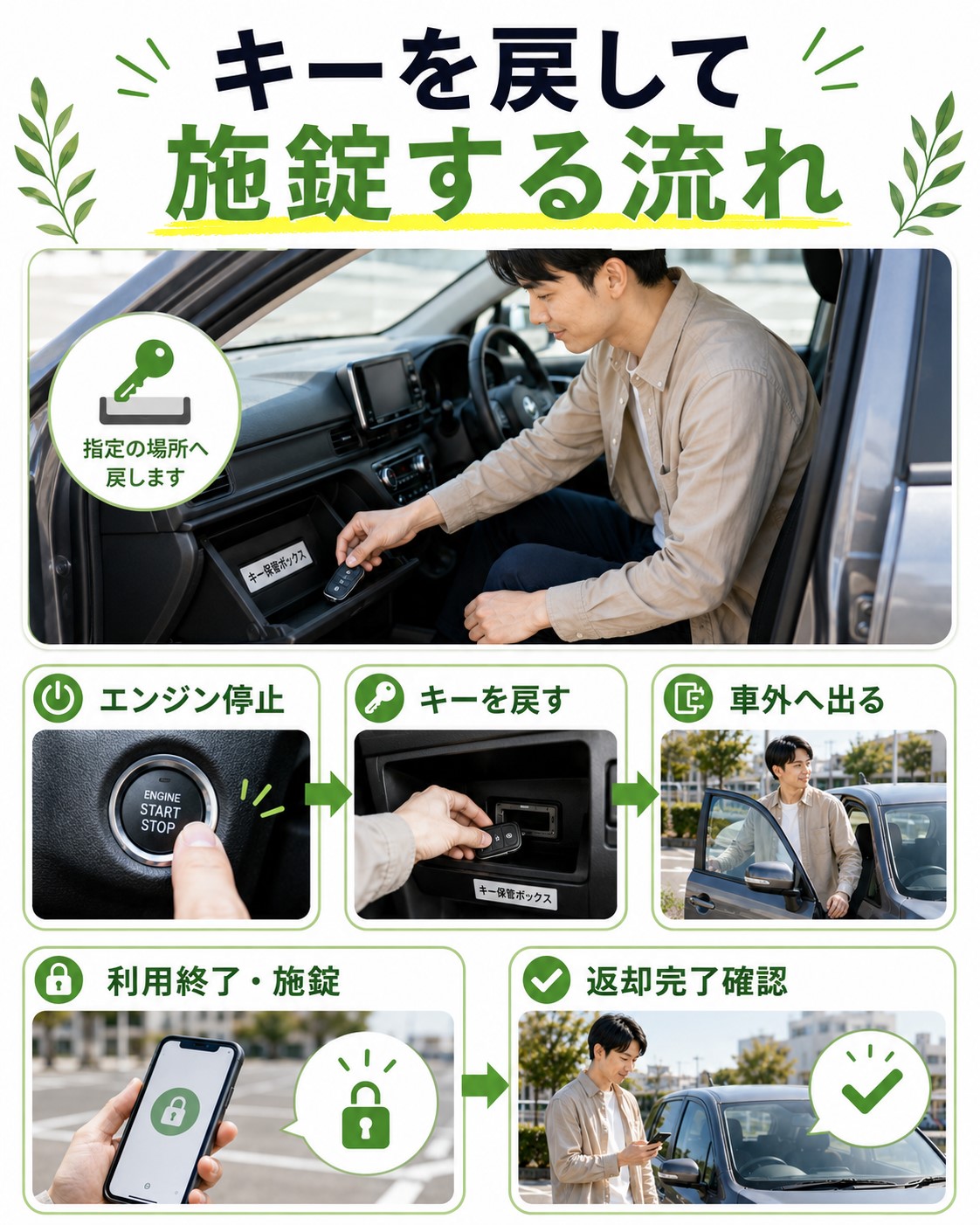 キーを戻して施錠する流れ