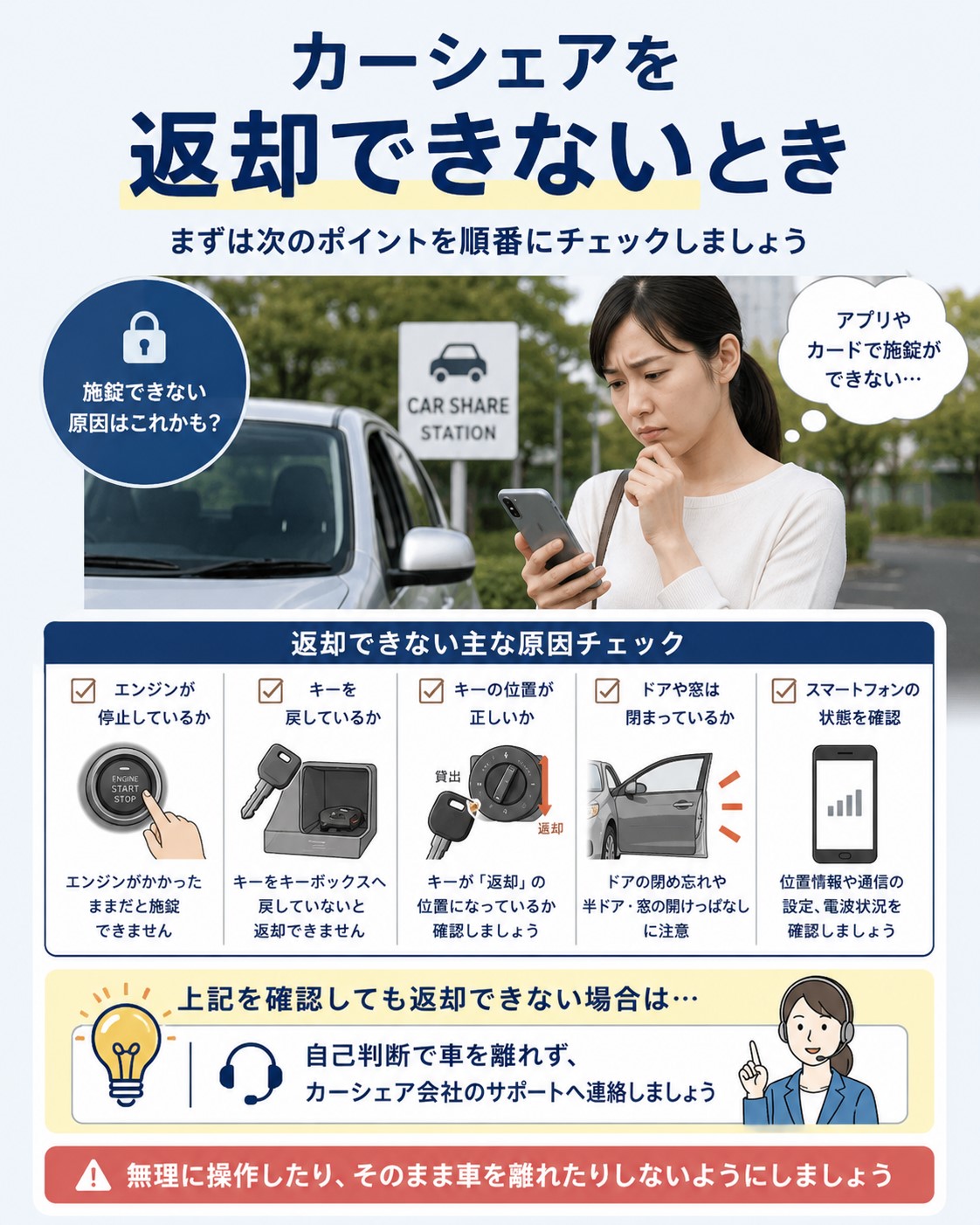 カーシェアを返却できないとき