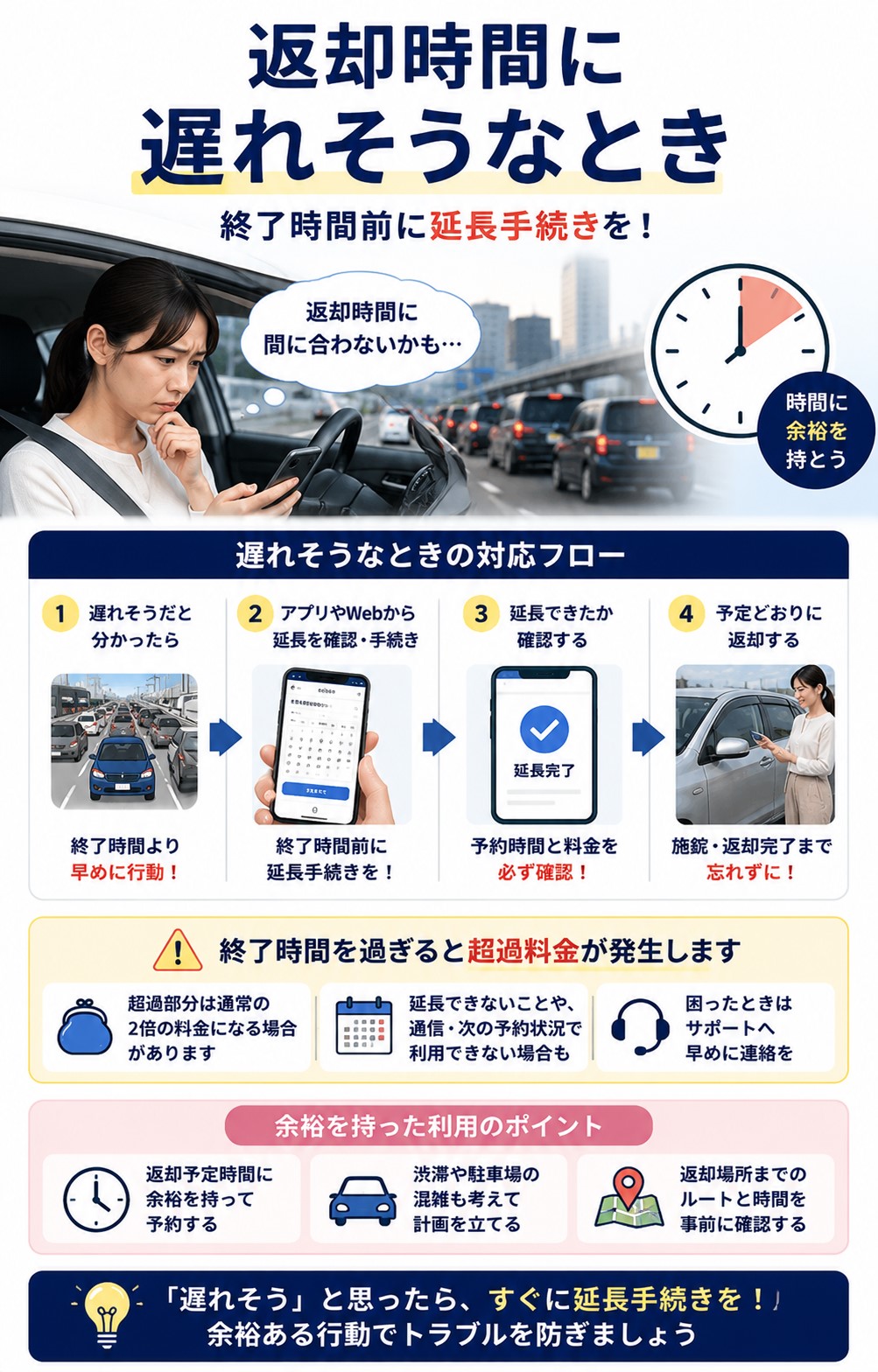 返却時間に遅れそうなとき