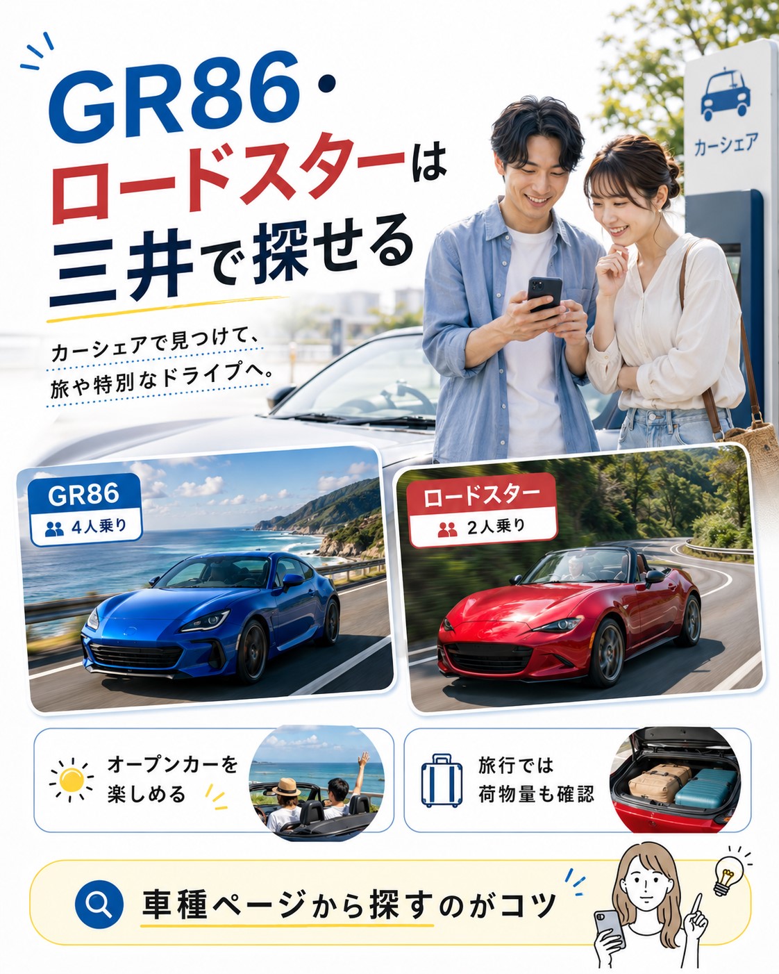 GR86・ロードスターは三井で探せる