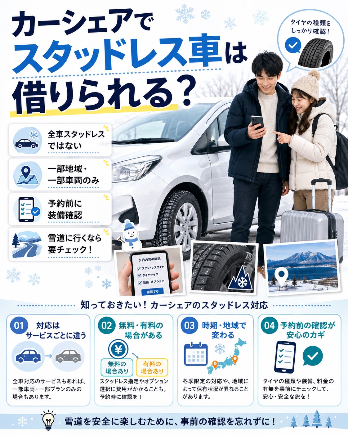 カーシェアでスタッドレス車は借りられる？
