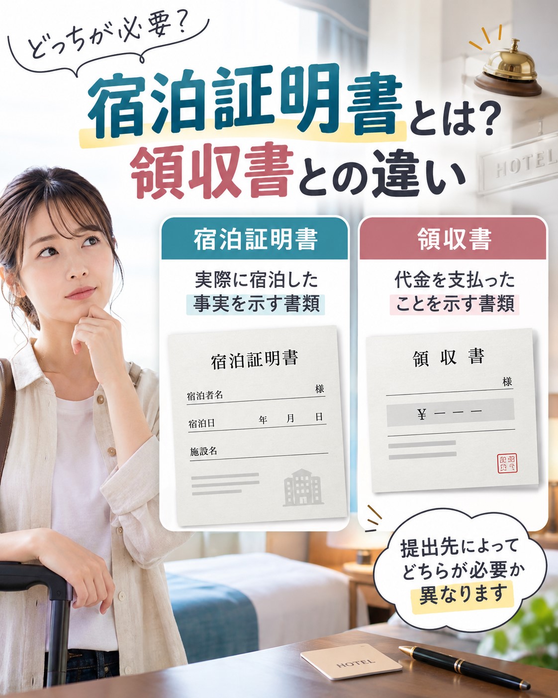 宿泊証明書とは?領収書との違い