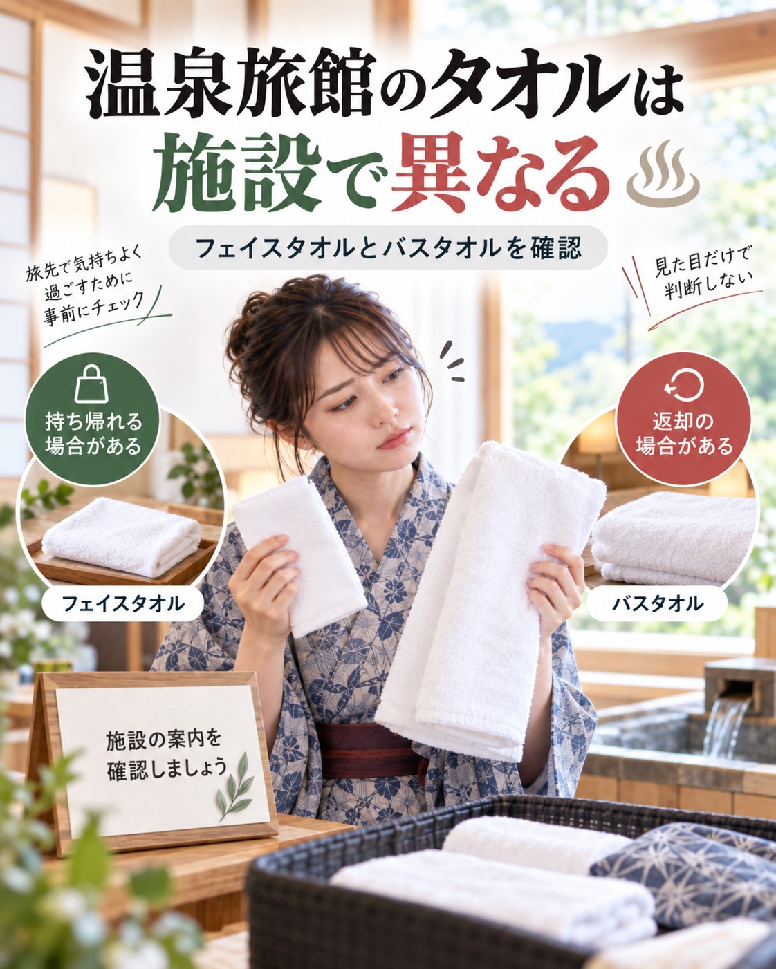 温泉旅館のタオルは施設で異なる
