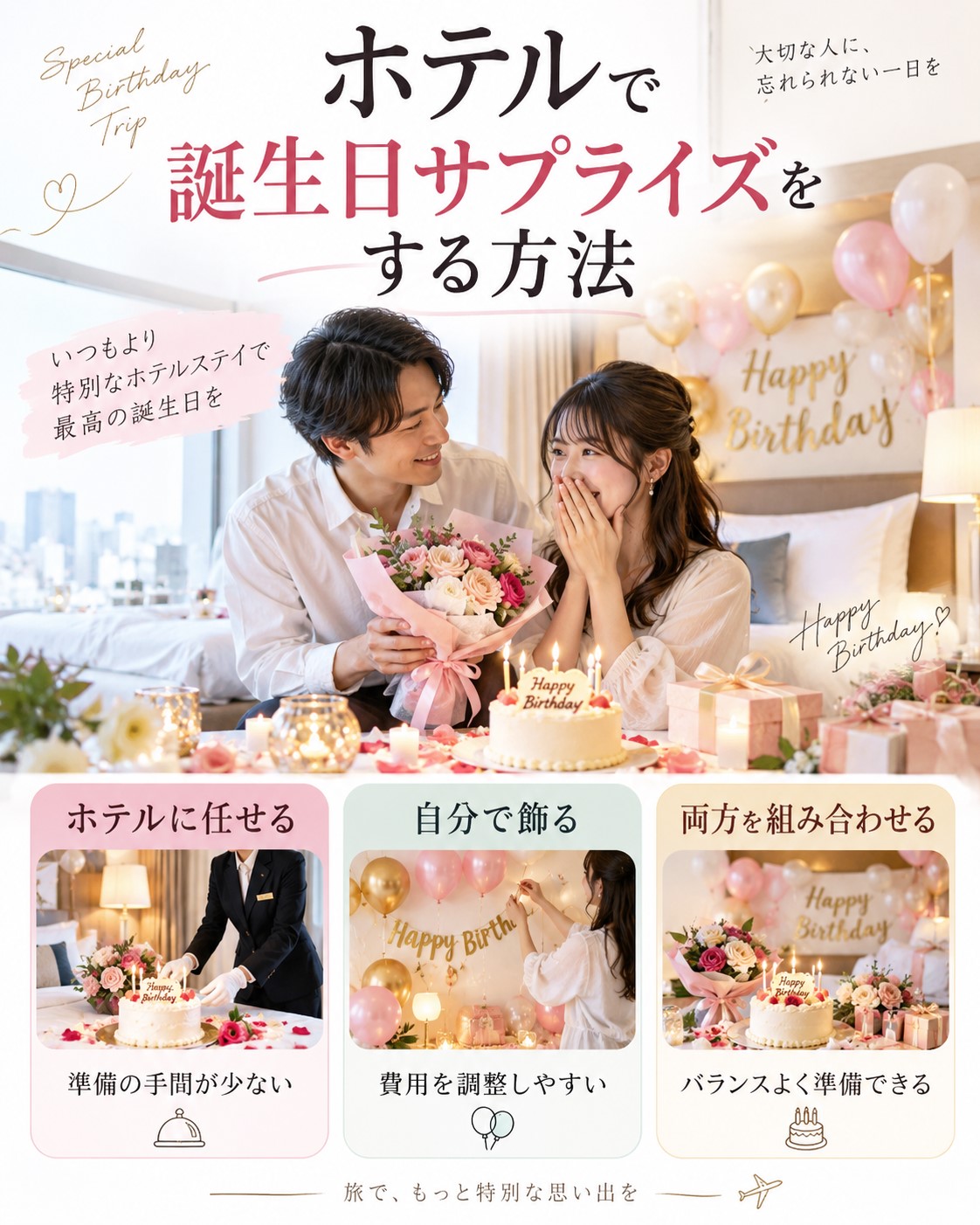ホテルで誕生日サプライズをする方法