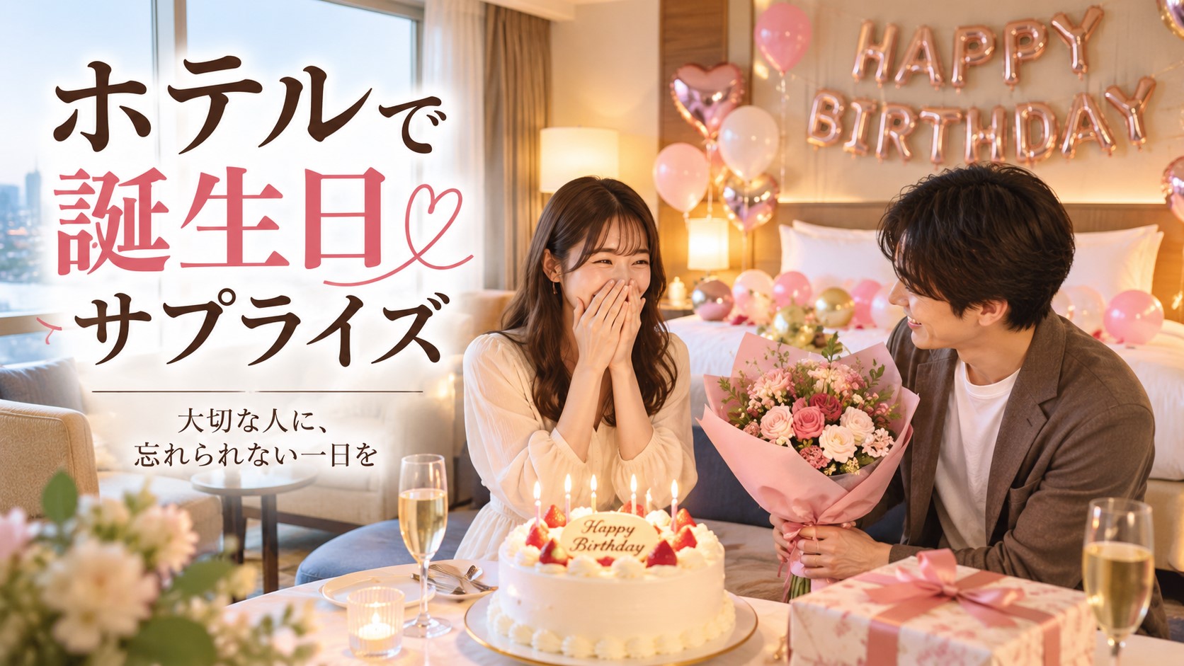 ホテルで誕生日サプライズ｜飾り付け・ケーキ・花束の頼み方