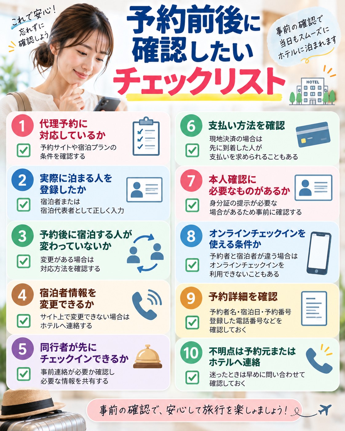 予約前後に確認したいチェックリスト
