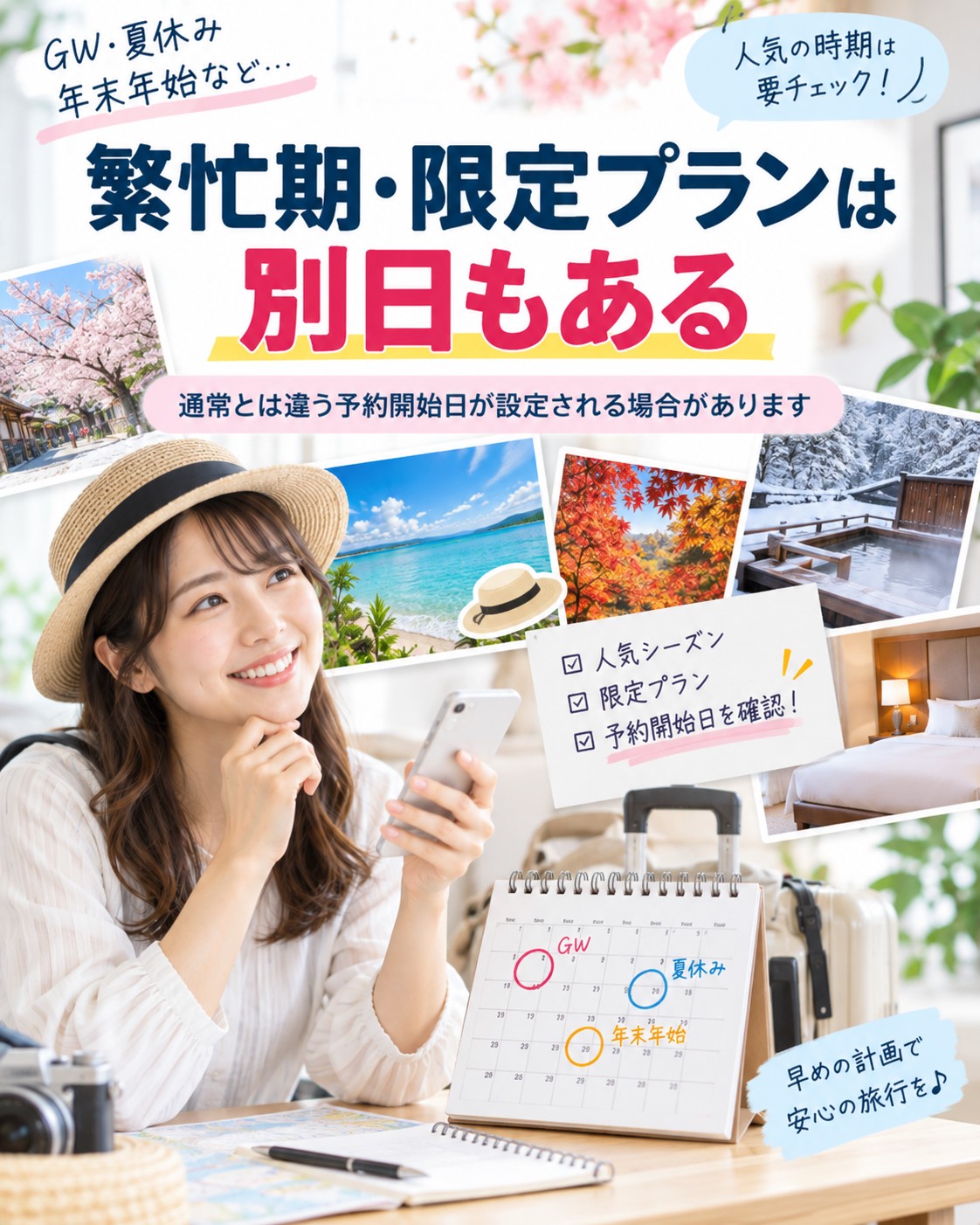 繁忙期・限定プランは別日もある