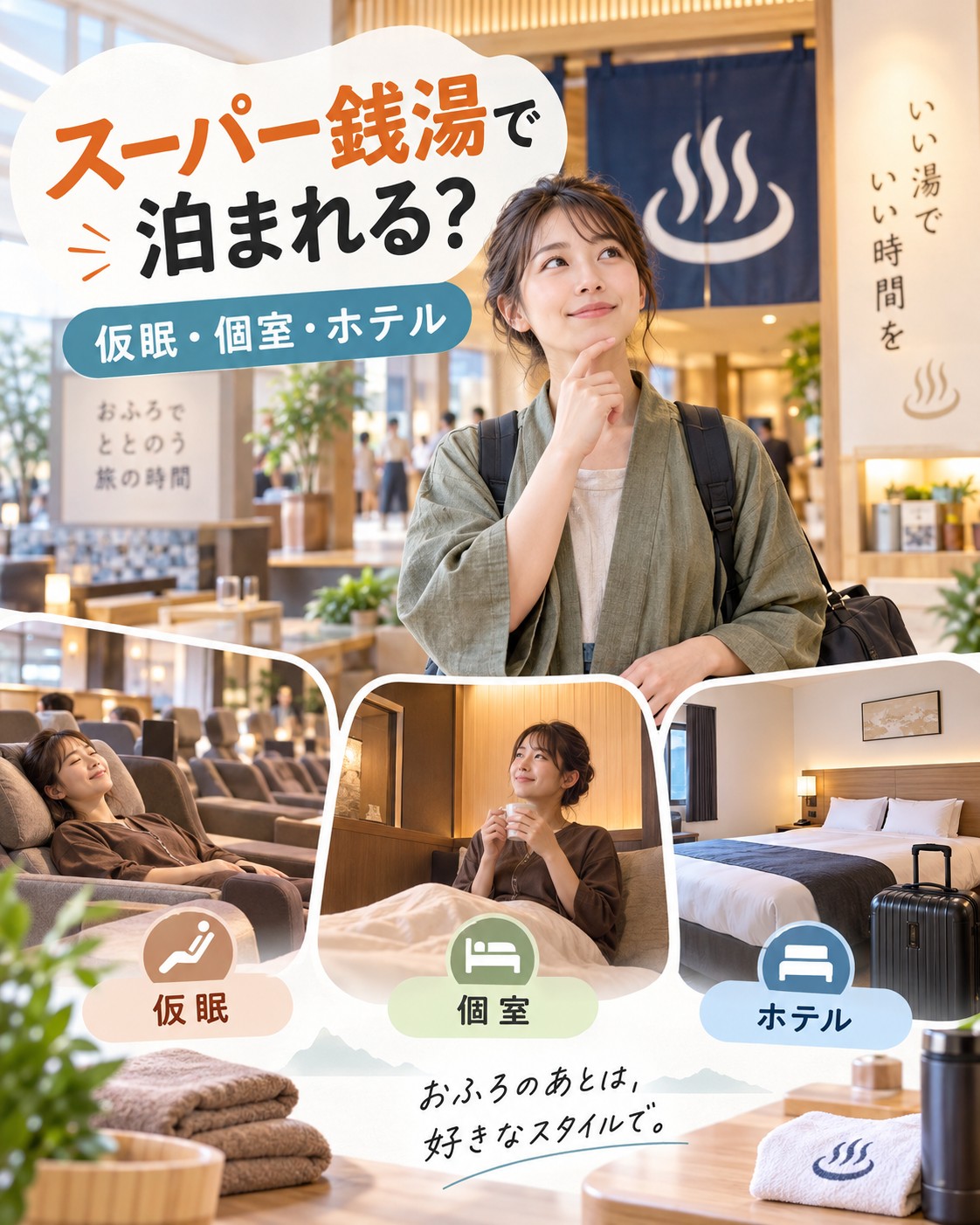 宿泊できるスーパー銭湯はある?