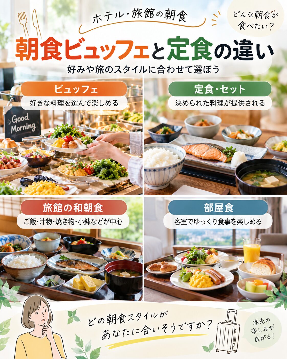 朝食ビュッフェと定食の違い