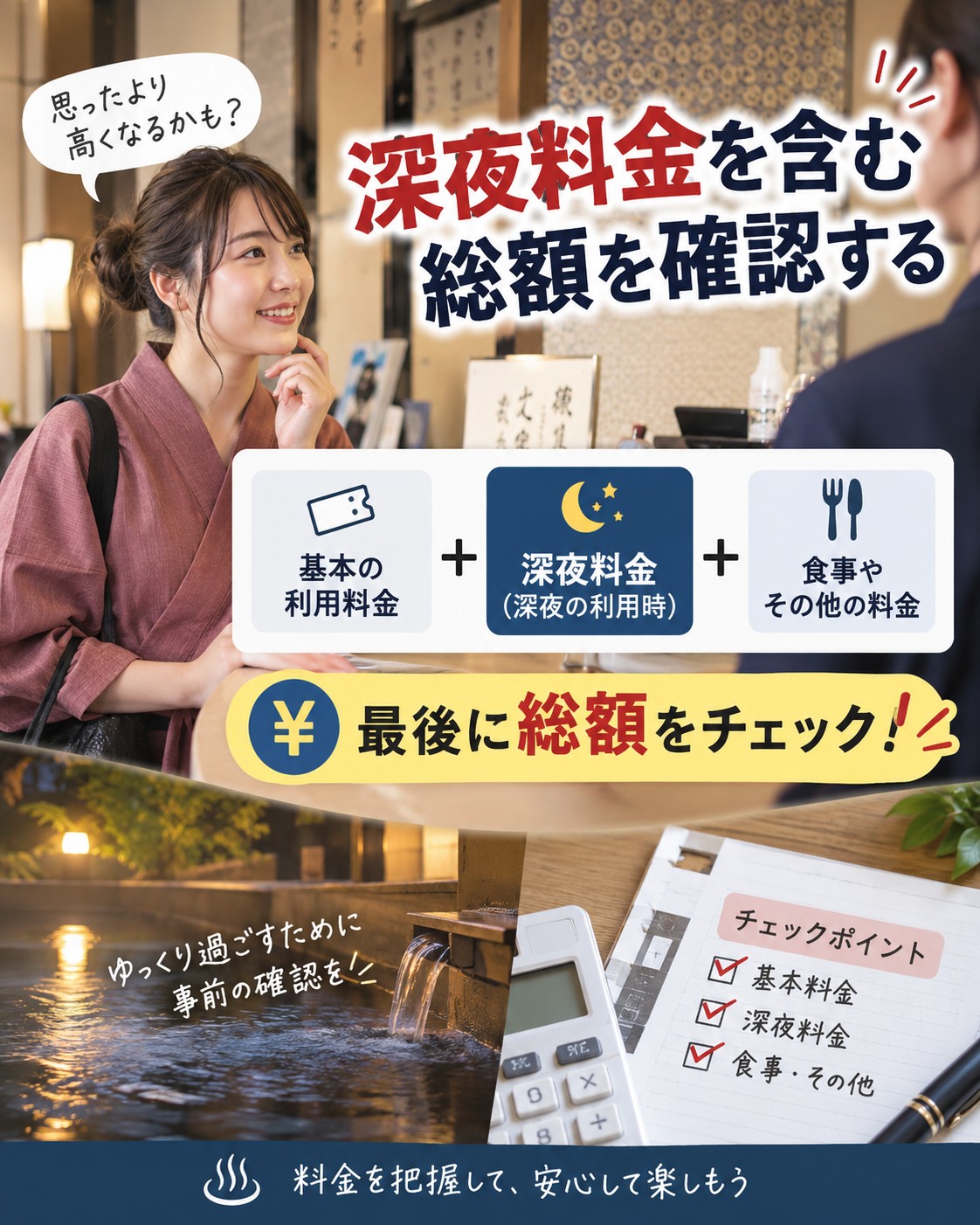 深夜料金を含む総額を確認する