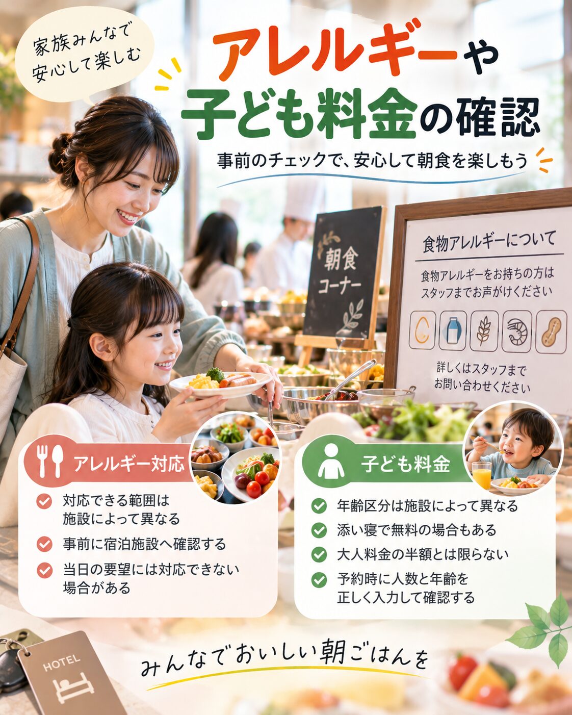 アレルギーや子ども料金の確認