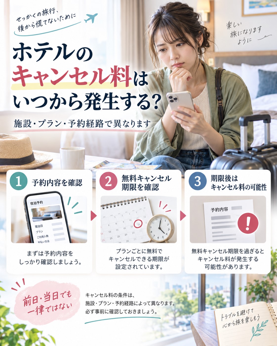 ホテルのキャンセル料はいつから発生する?