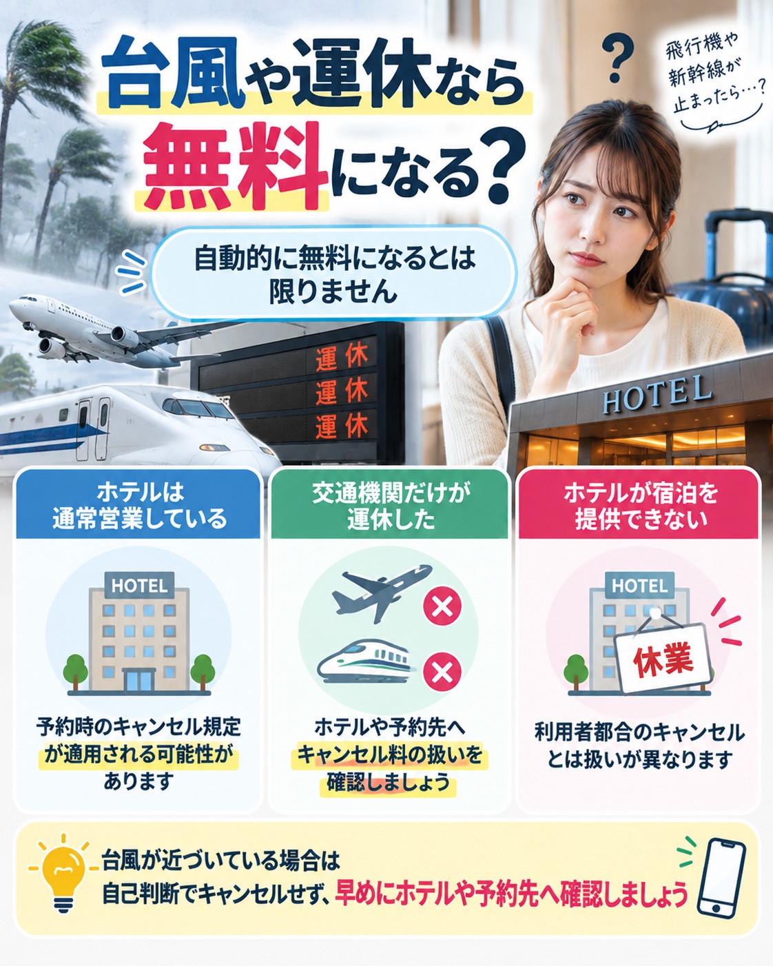 台風や運休なら無料になる?