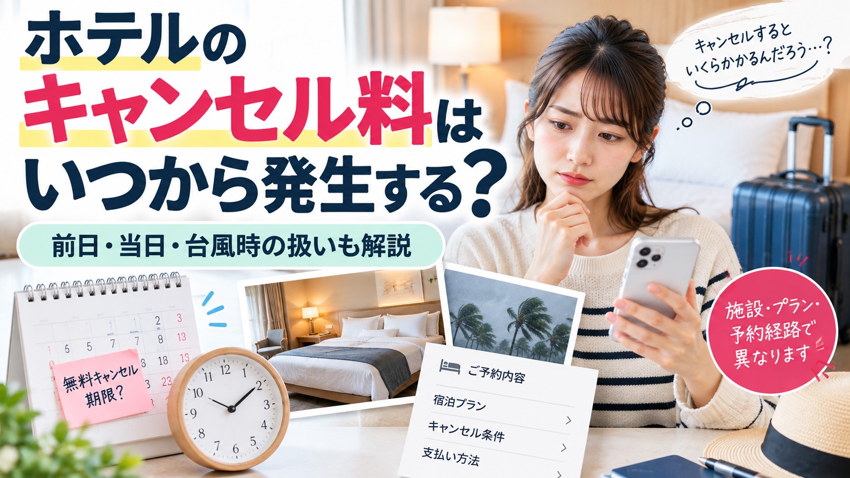 ホテルのキャンセル料はいつから？当日・前日・台風時の扱いを解説