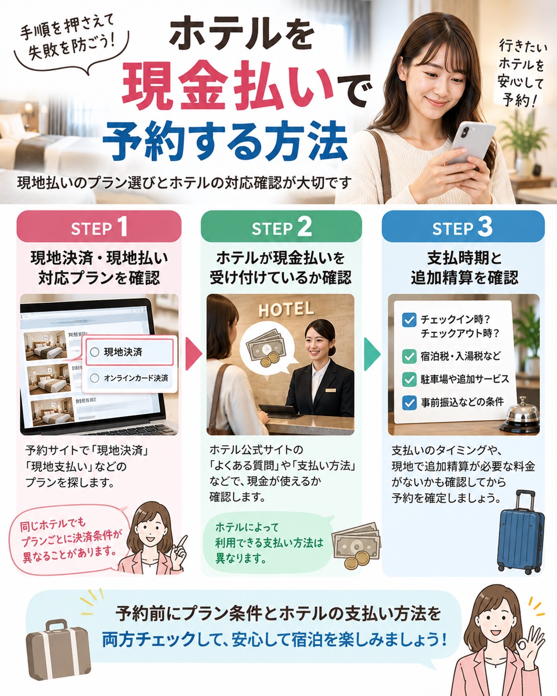 ホテルを現金払いで予約する方法