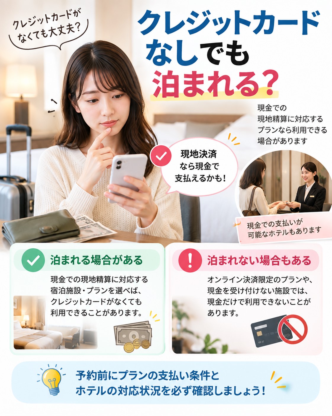 クレジットカードなしでも泊まれる？