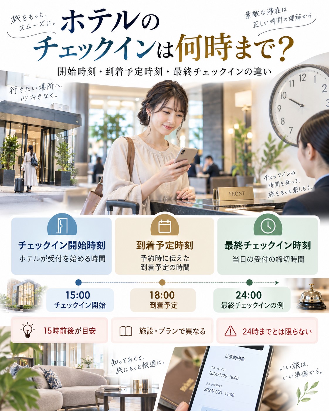 ホテルのチェックインは何時まで?