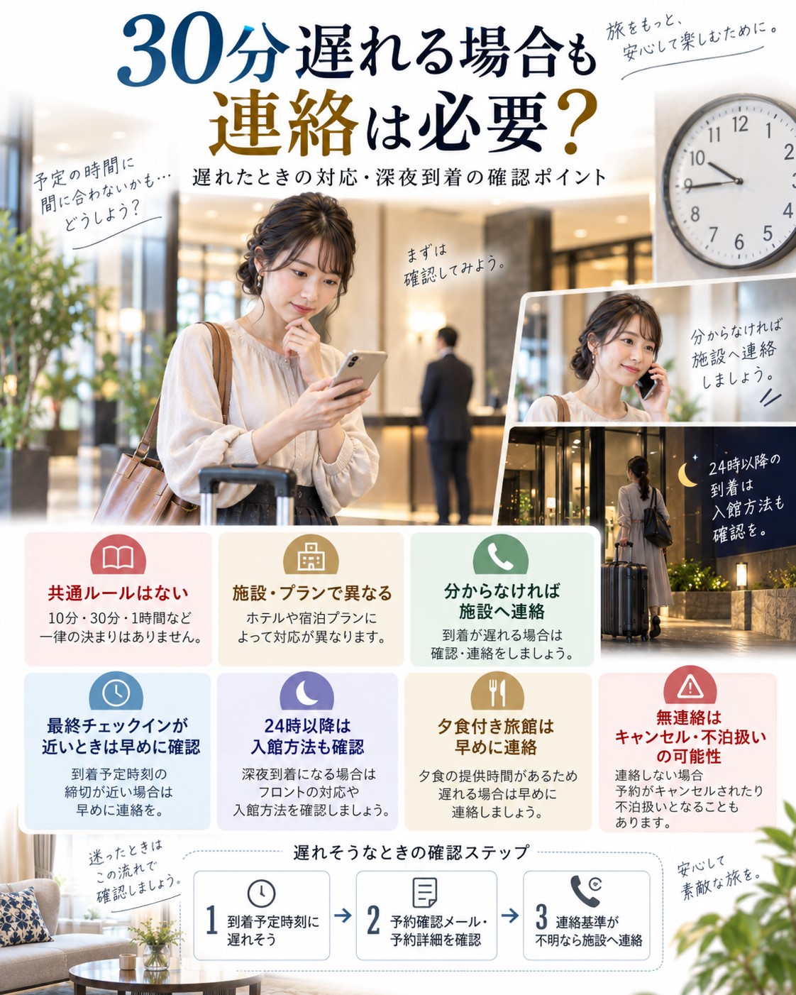 30分遅れる場合も連絡は必要?