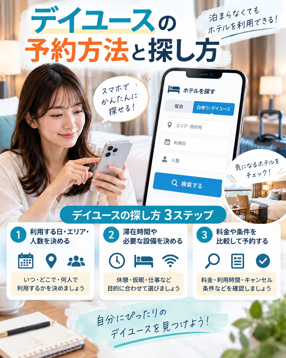 デイユースの予約方法と探し方