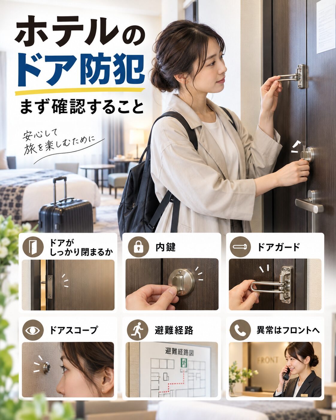 ホテルのドア防犯でまず行う対策