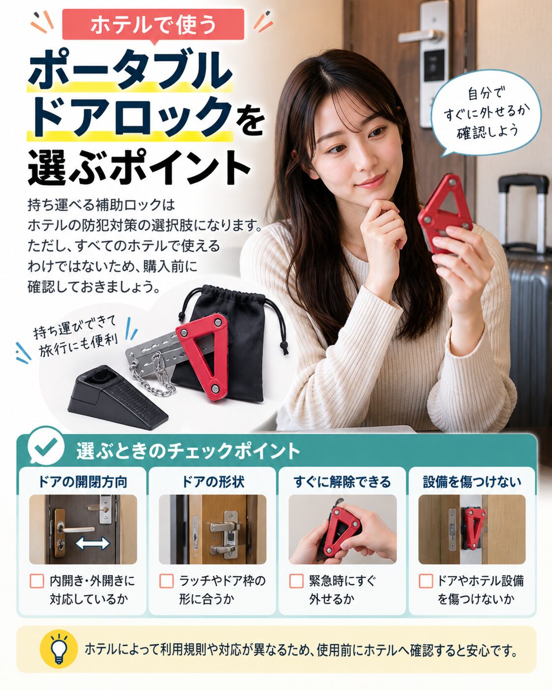 ポータブルドアロックを選ぶポイント
