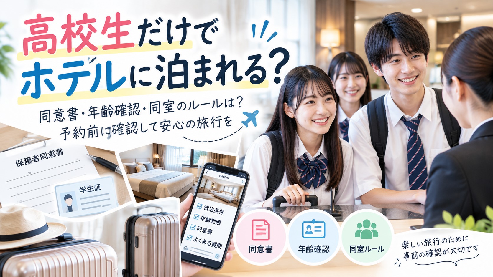 高校生だけでホテルに泊まれる？同意書・18歳未満の宿泊条件を解説