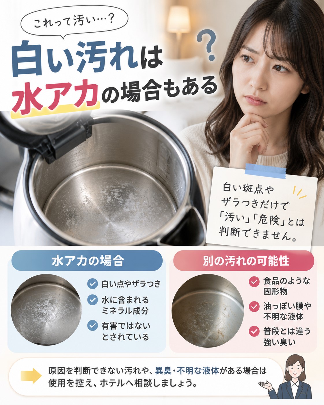 白い汚れは水アカの場合もある