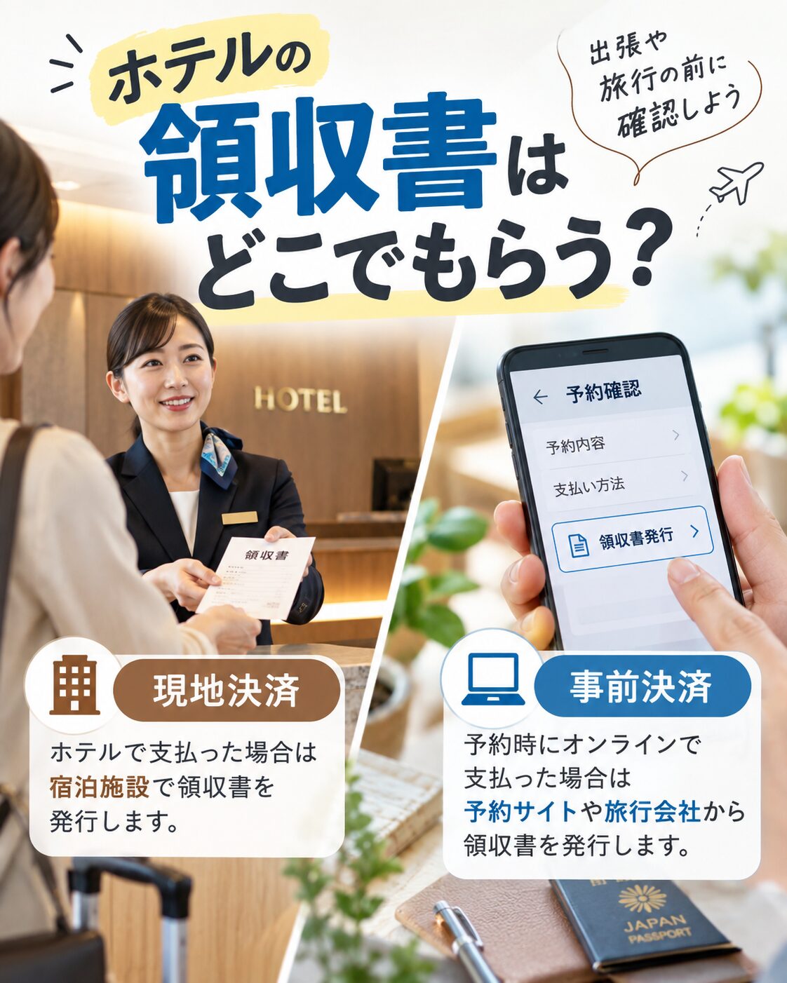 ホテルの領収書はどこでもらう？
