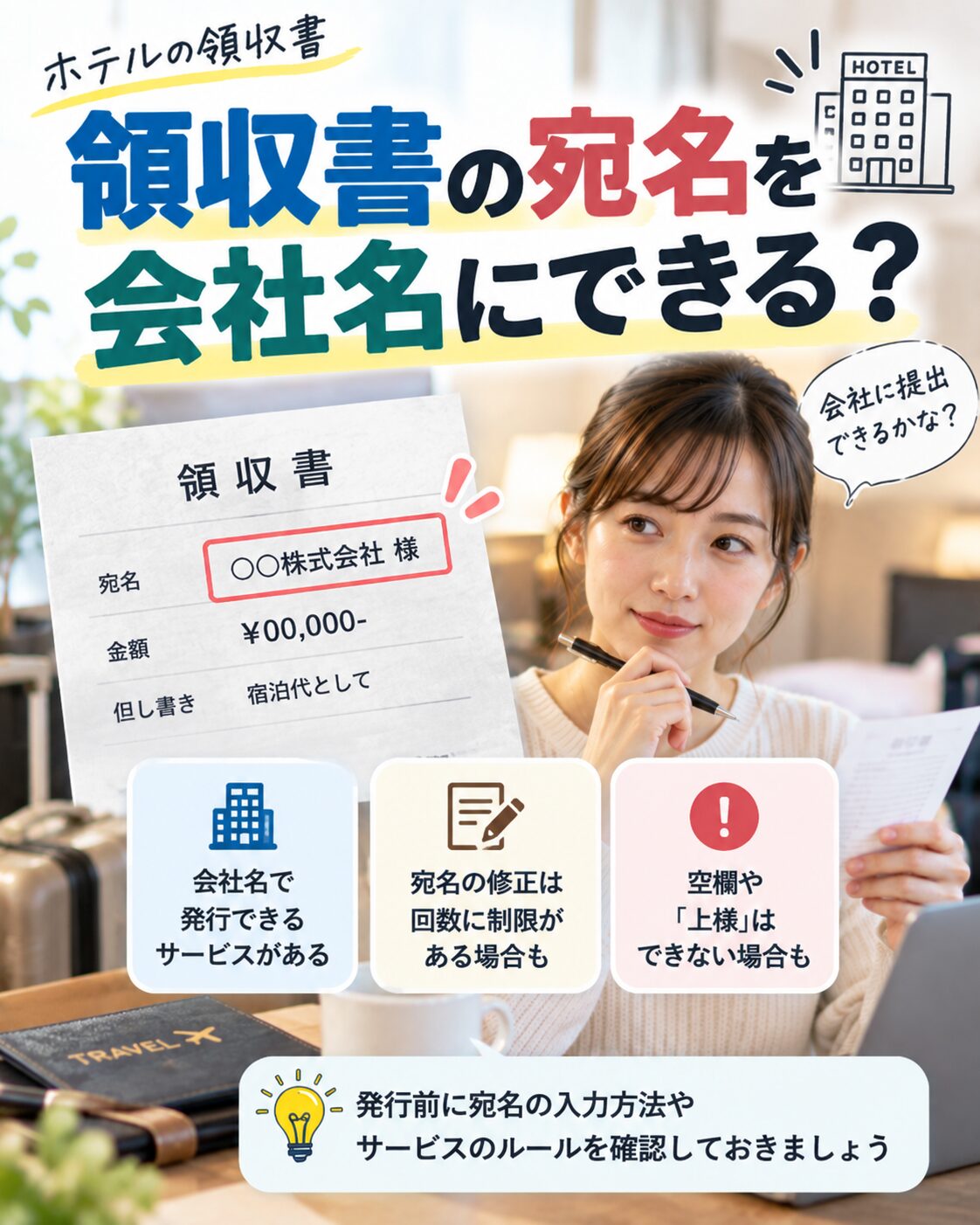 領収書の宛名を会社名にできる？