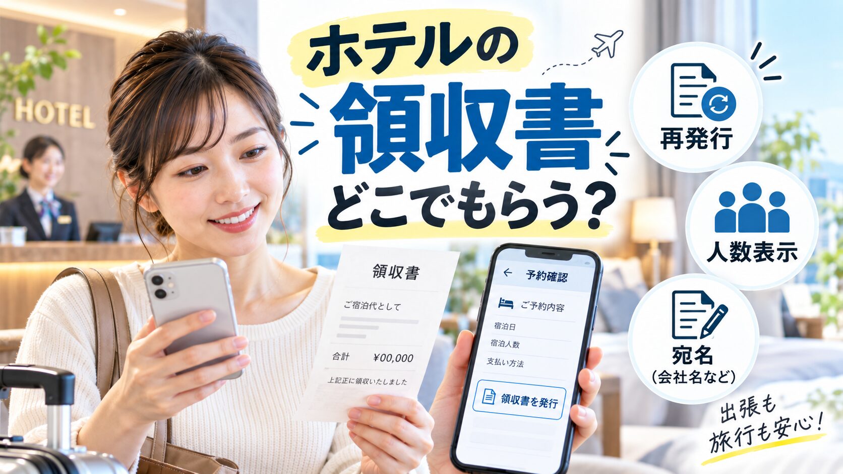 ホテルの領収書はどこでもらう？再発行・人数表示・宛名を解説