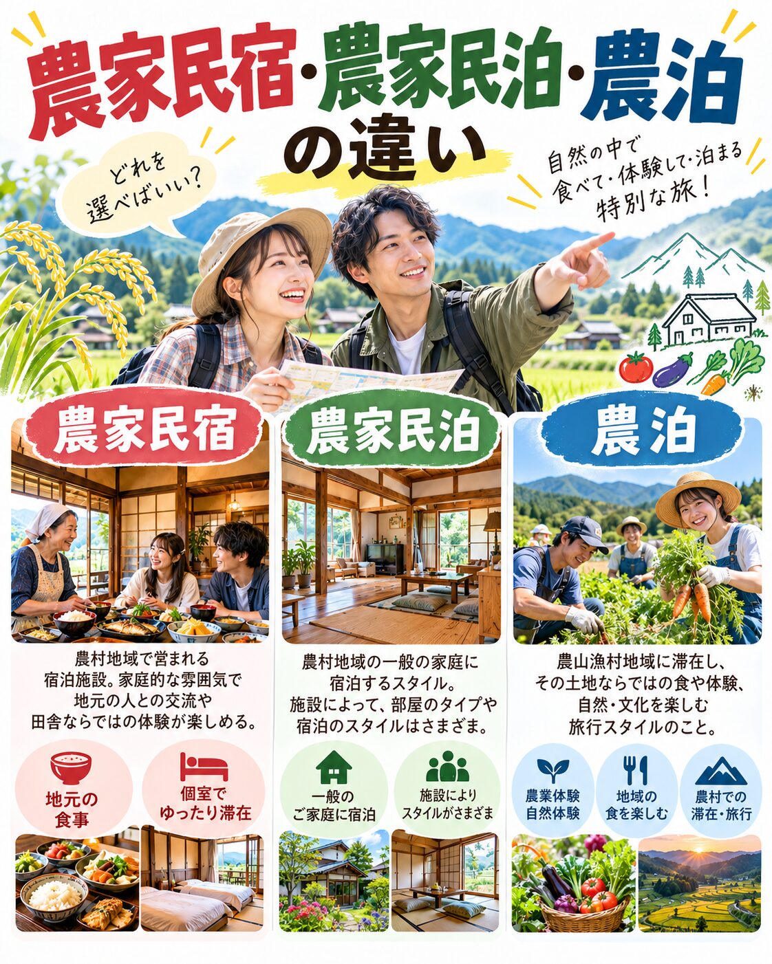 農家民宿・農家民泊・農泊の違い。