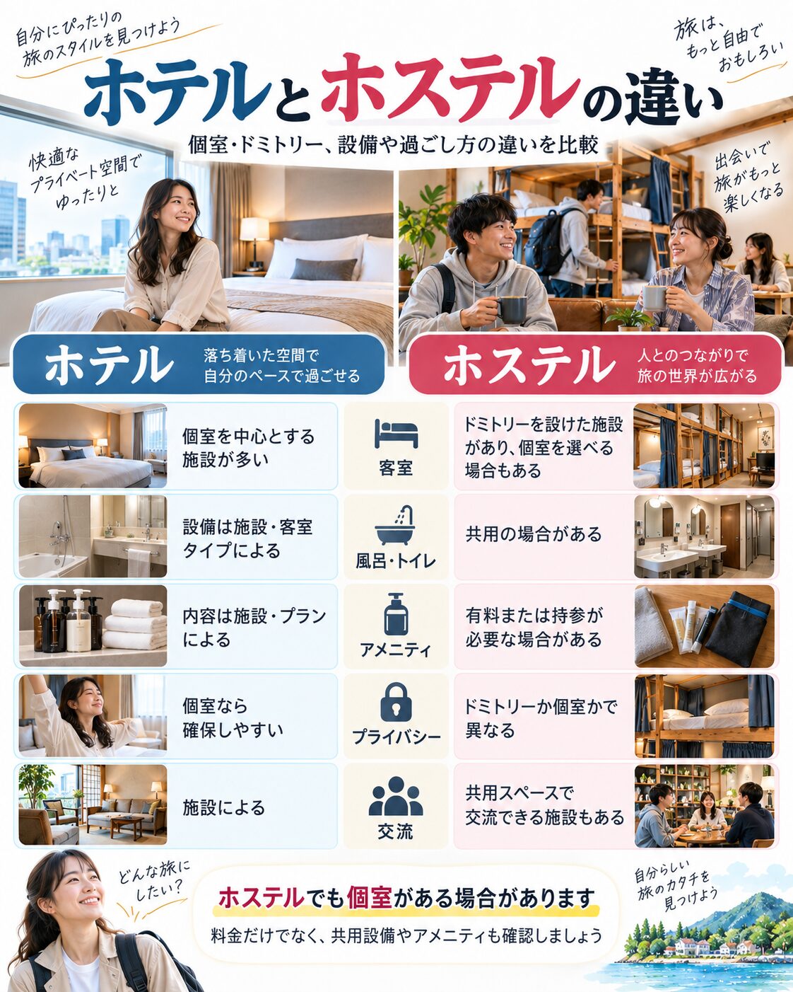 ホテルとホステルの違い