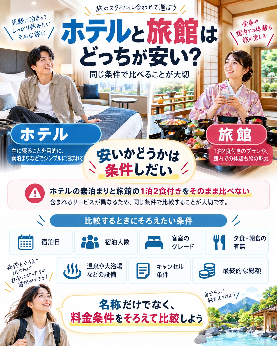 ホテルと旅館はどっちが安い?